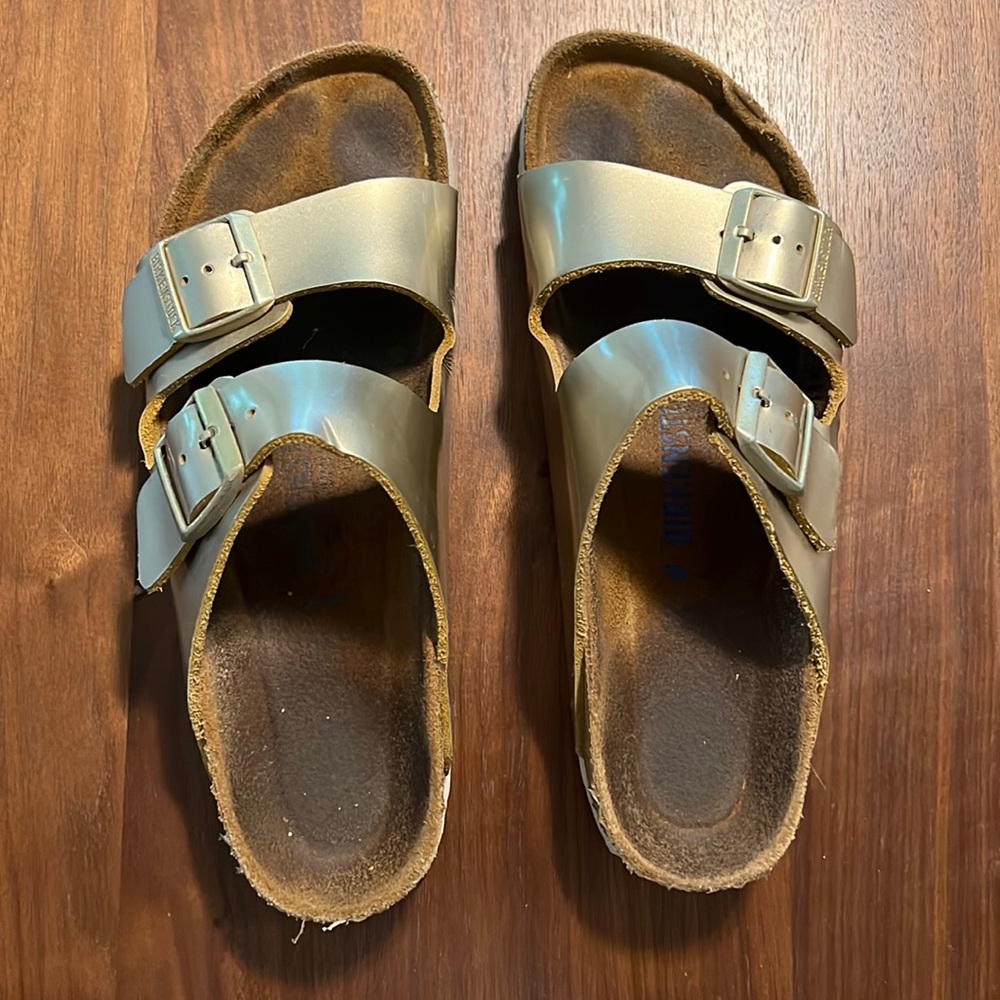 Birkenstock Leather Gold Sandals size 11/42